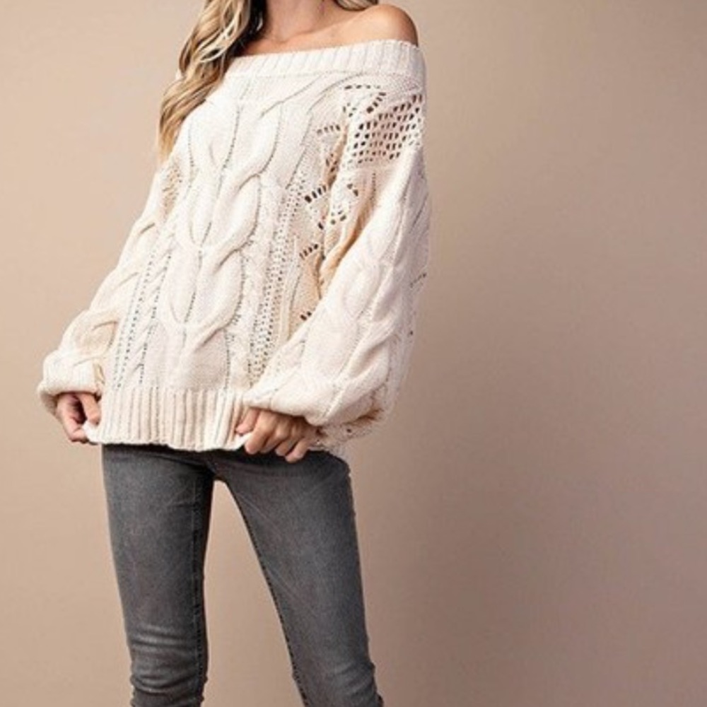 NEW‼️Vanilla CABLE DETAILED PUFF SLEEVES - Sweater - Picture 4 of 4